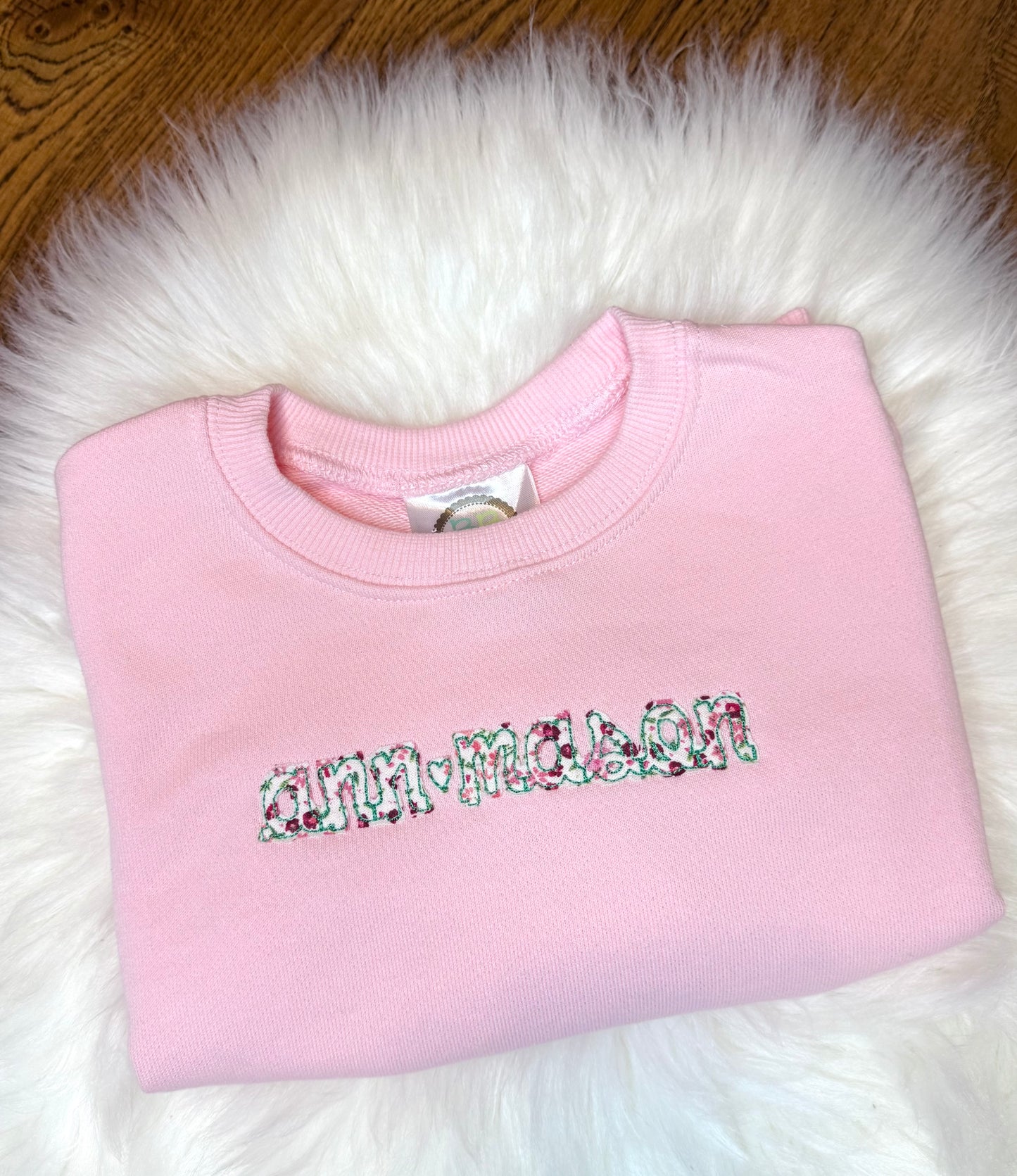 Floral Script Applique Name