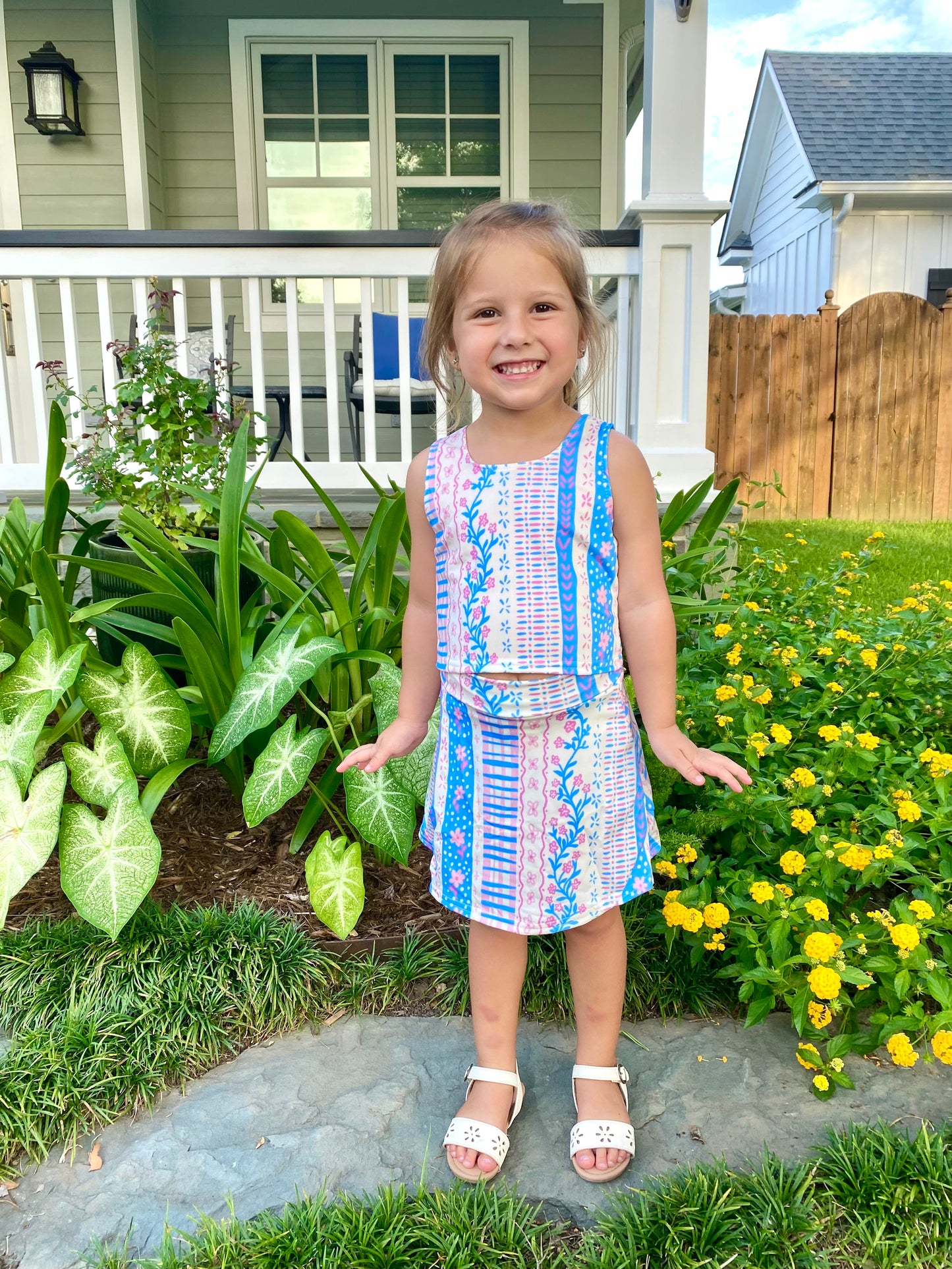 Pink and Blue Patterned Athleisure