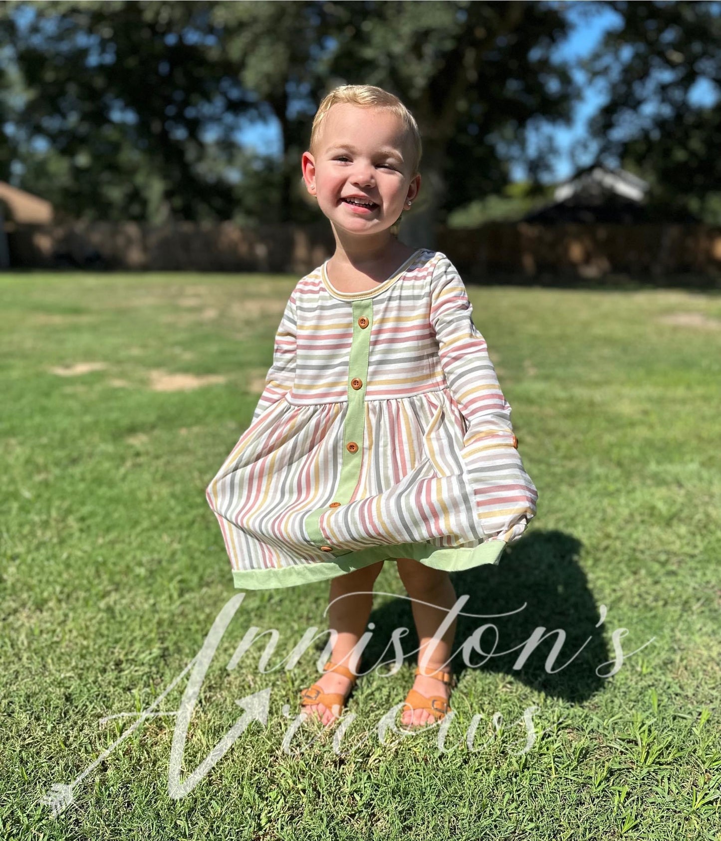 Stripe Pocket Girl Dress/Bubble