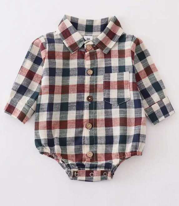 Navy Vintage Plaid Dress