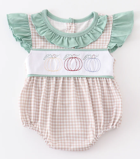 Plaid Pumpkin Embroidery Tee