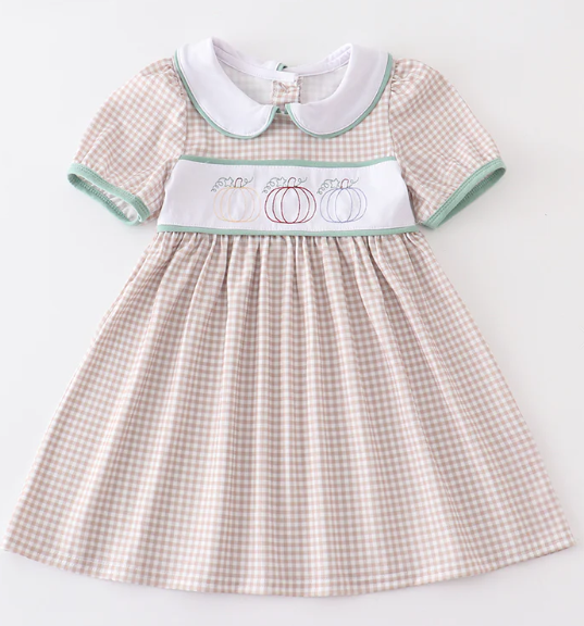 Plaid Pumpkin Embroidery Tee