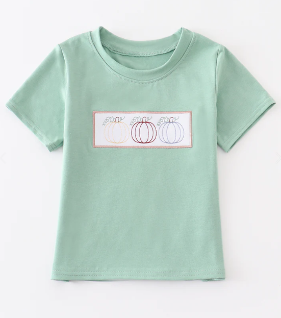 Plaid Pumpkin Embroidery Tee