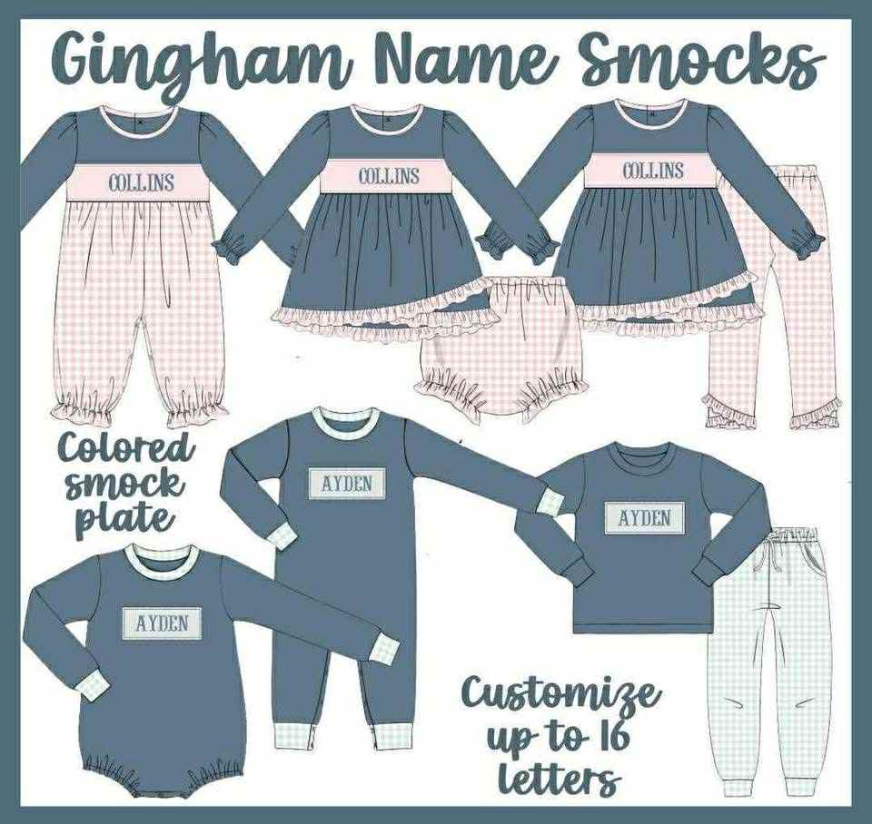 GINGHAM NAME SMOCK COLLECTION