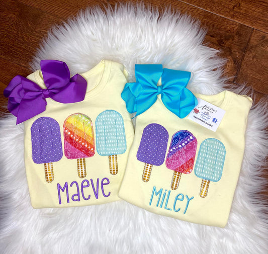 Custom Embroidery - Let's Cool Off - Popsicle Trio