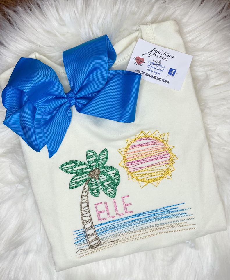 Custom Embroidery - Palm Tree Beach