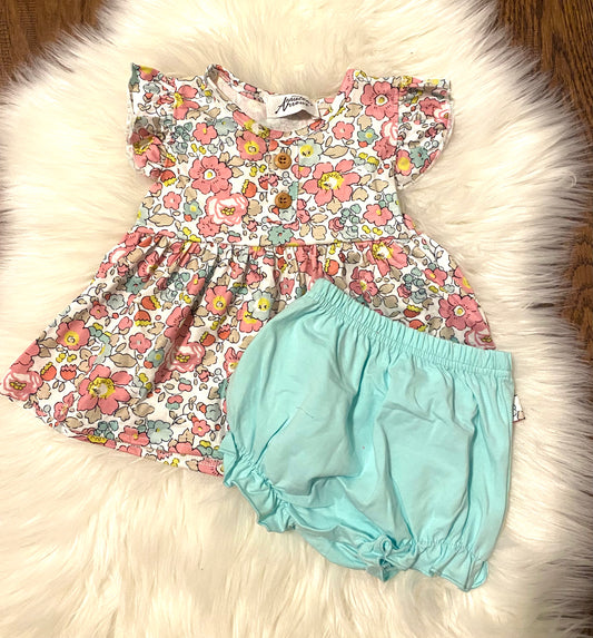 Floral and Mint Bloomer Set