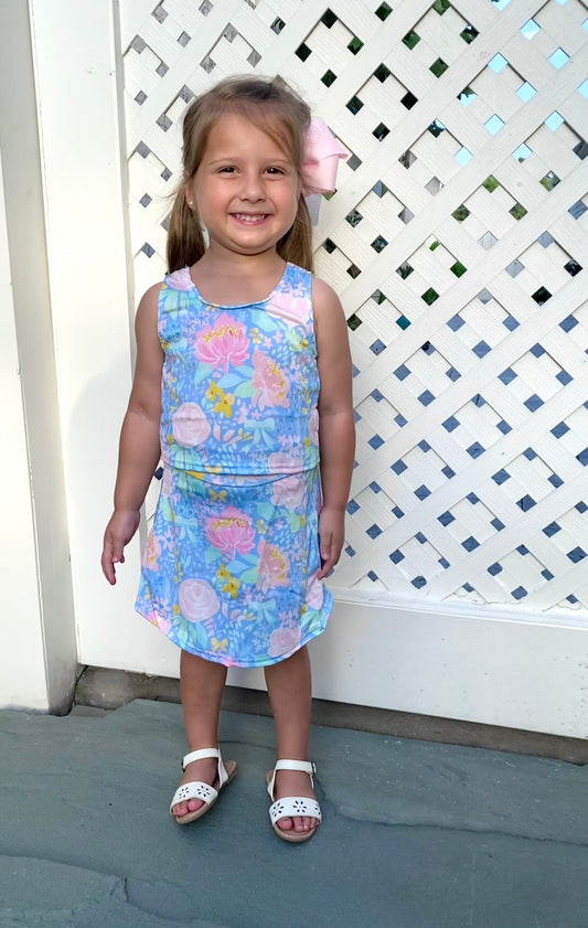 Blue Pastel Floral Athleisure Wear