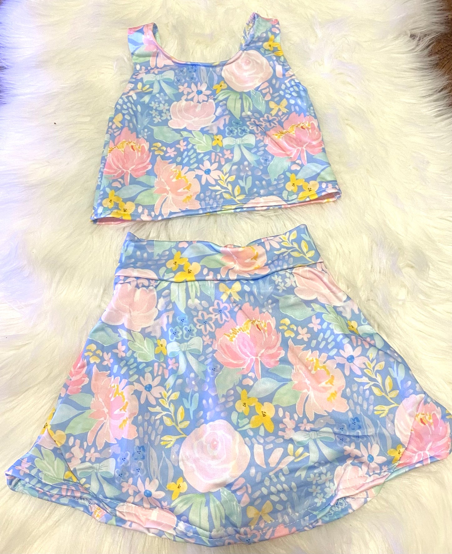 Blue Pastel Floral Athleisure Wear