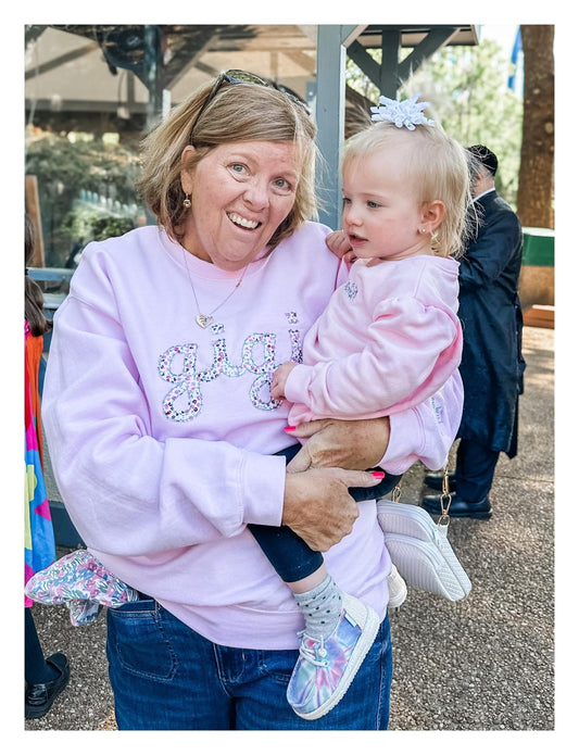 Floral Script Applique Name