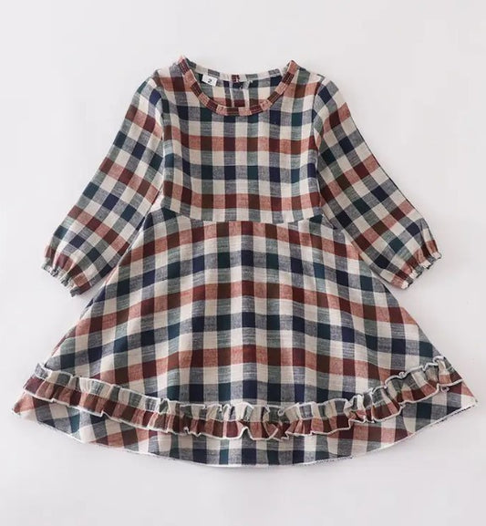 Navy Vintage Plaid Dress