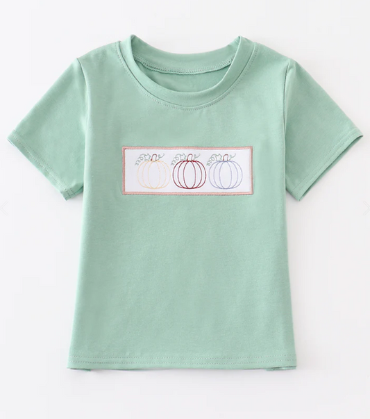 Plaid Pumpkin Embroidery Tee