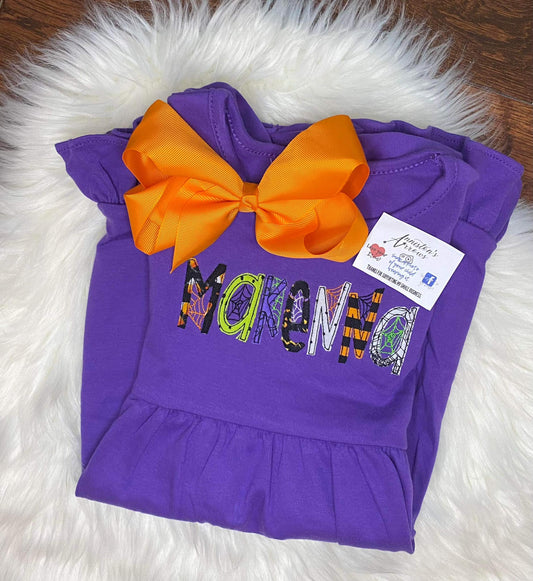 Custom Embroidery - Halloween Themed Name Applique