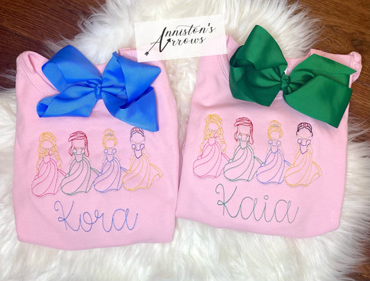 Custom Embroidery - Princess Outline